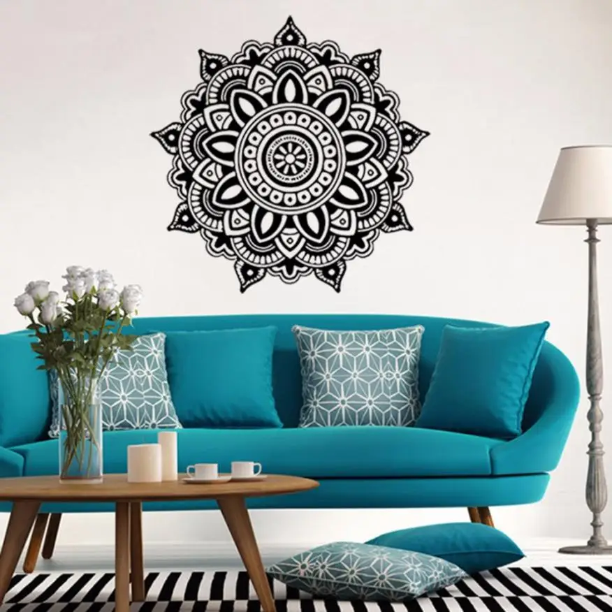 New Style Mandala Flower Indian Bedroom Wall Decal Art Stickers Mural ...