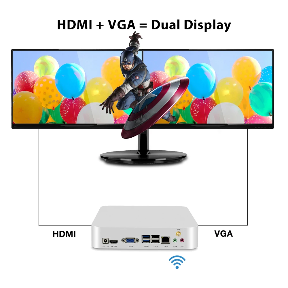 X26 módulo plástico de Mini PC Celeron N2810 Windows 7 Nettop Wi-Fi Hdmi VGA Oficina escritorio de la computadora TV BOX Mini computadora