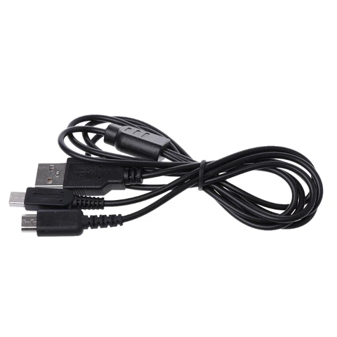 New Black 2-In-1 USB Power Charging Cable Y-Splitter Cord For 3DS NDSI DS Lite PVC + Metal 120cm