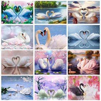 

Diamond Painting Swan 5D DIY Diamond Embroidery Full Display Animal Rhinestones Full Square Mosaic Home Decor Gift yy345