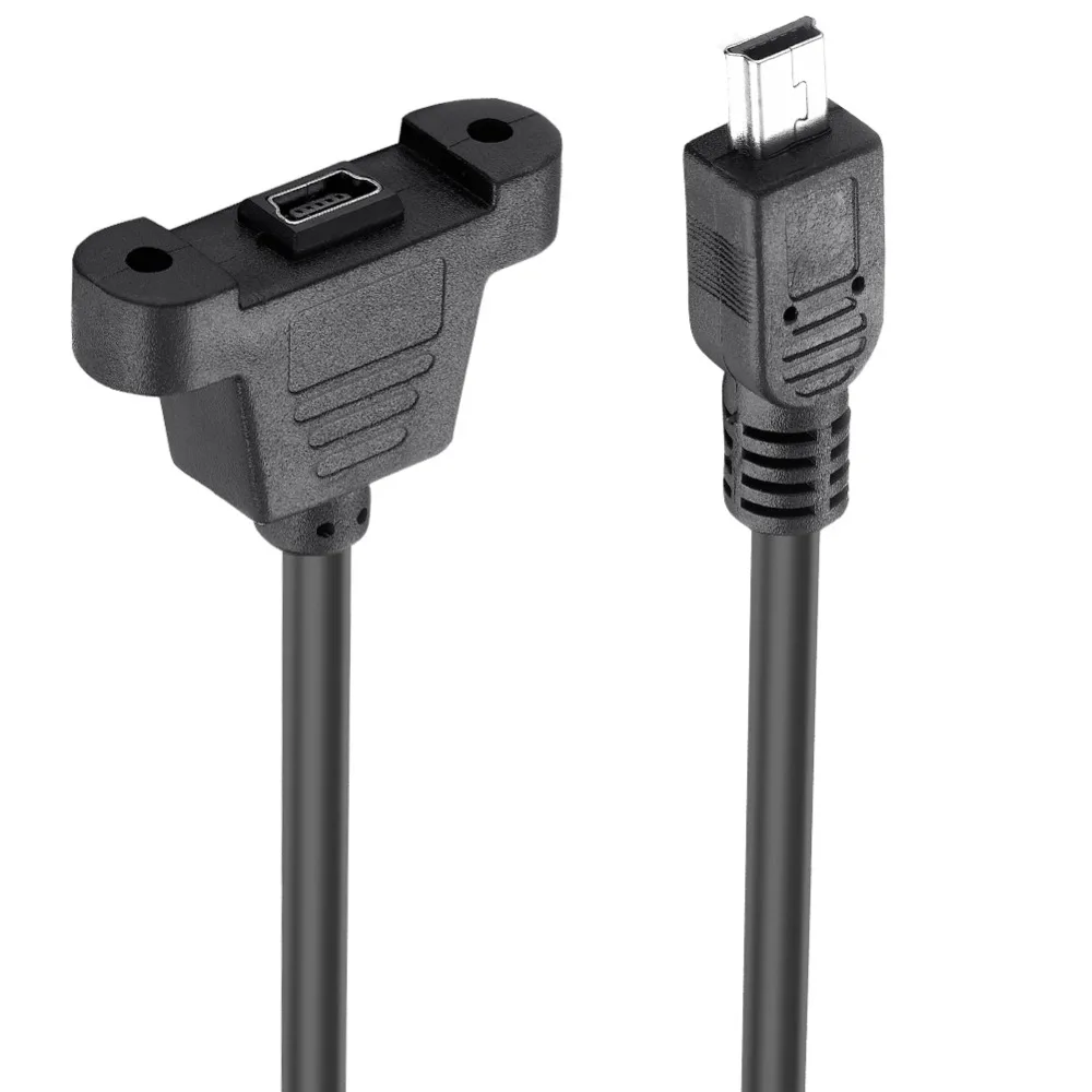 Bochara Mini 5P Extension Cable Male to Female M/F Foil+Braided Shielded  With Screw Panel Mount 30cm 50cm