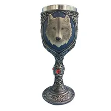 2017 neue Pesonality Harz Edelstahl 3D Kaffeetasse Wolf Kopf Weinkelch Trinkbecher Kreative Gefäße