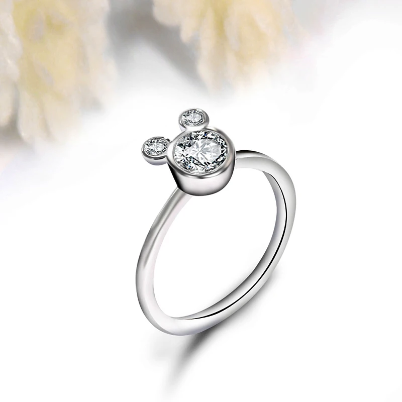 Cuteeco, женские милые посеребренные кольца в форме Микки, свадебные модные ювелирные изделия, кольца в виде мультяшной мышки, фирменное кольцо
