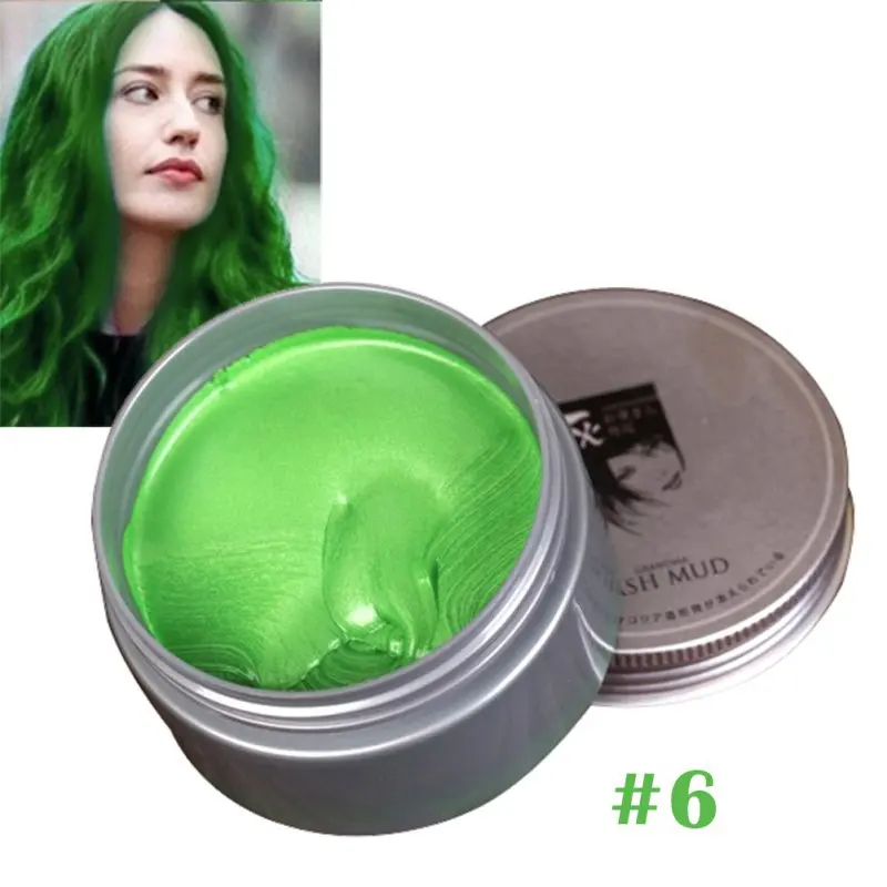 Временная Краска для волос, крем, сделай сам, краска для волос, цвет волос, воск, грязь, Харадзюку, стиль, краска для волос, моделирование, модные Инструменты для укладки, 7 цветов - Цвет: Green
