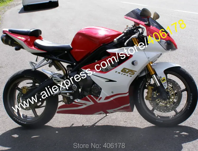 Высококачественные красно белые Обтекатели для мотоциклов TRIUMPH DAYTONA 675 2006 2008