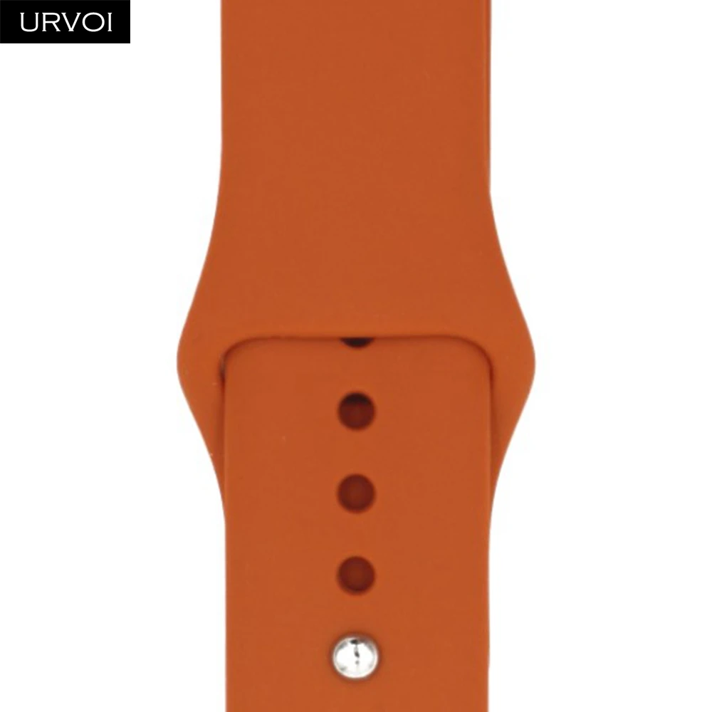 Спортивный ремешок URVOI для apple watch series 5, 4, 3, 2, 1, с застежкой-шпилькой и застежкой, силиконовый ремешок для iWatch, замена, сосна, зеленый - Цвет ремешка: Dark orange