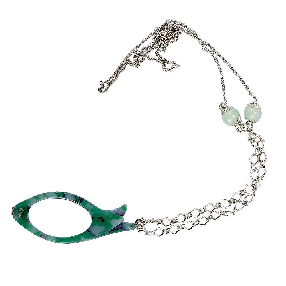 

Hyperbole Folding Reading Glasses Shape Pendant Chain Unisex Magnifier HD Reader Glass Necklace Gift