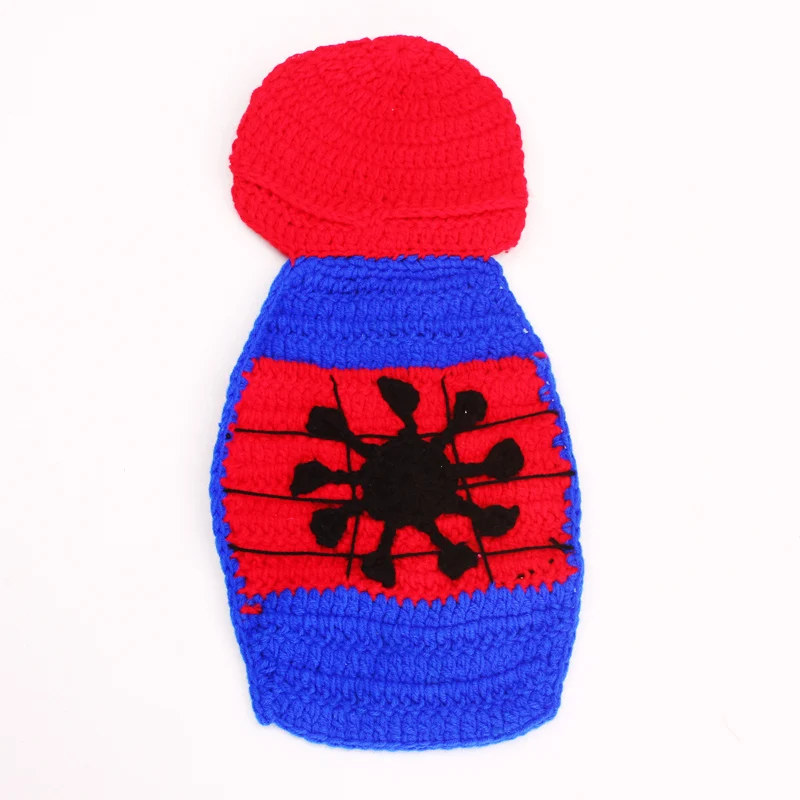 Neugeborene Baby Knit Strick Fotoshooting Kostüm Spiderman Mütze Mantel 