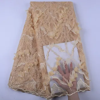 

Beads Embroidered Nigerian Laces Fabric With Stones High Quality African French Tulle Lace Fabric For Party Dress A1446