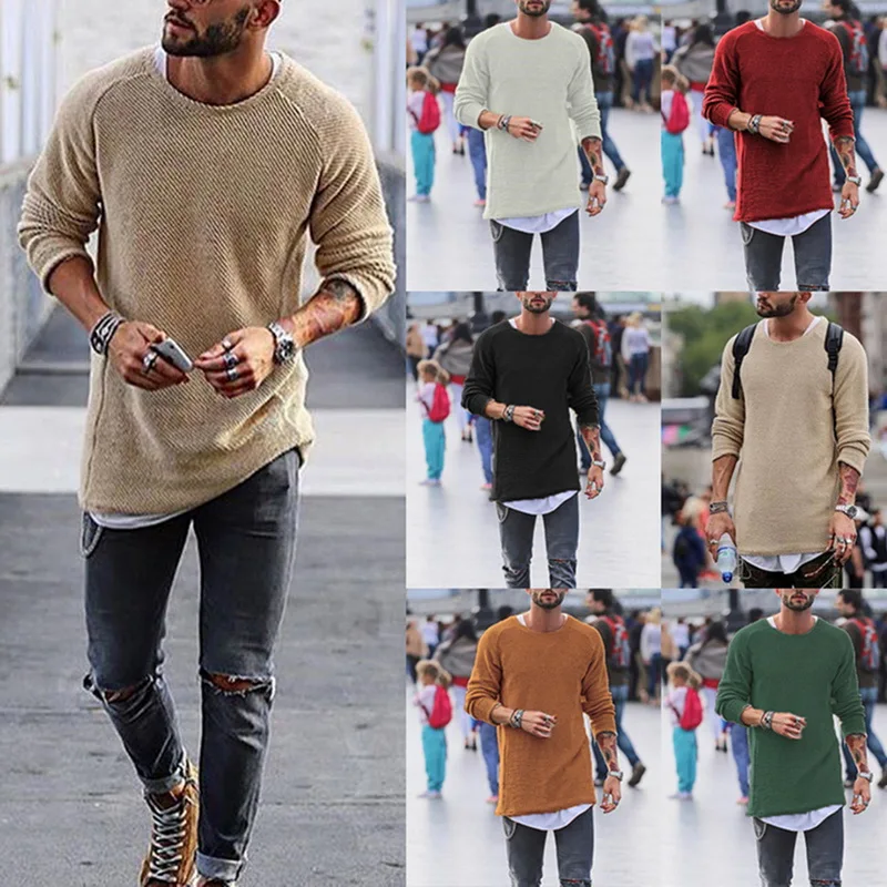 

2018 Brand Men Sweaters O-Neck Solid Color Slim Cool Pullovers Spring Men Thin Loose Sweater High Quality Streetwear