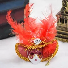 Cheap Mini Venetian Top Hat Feather Mask Fridge Magnet Wall Stickers Tourist Souvenirs Home Decor Collection Crafts Favor Party