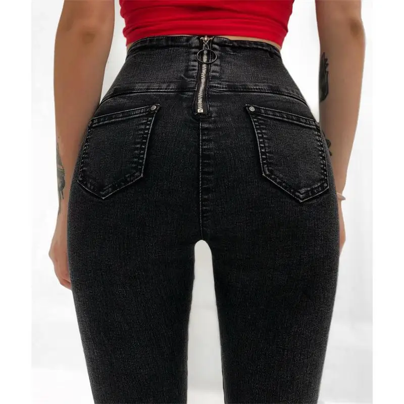 New Autumn Winter Sexy High Waist Push Up Back Zipper Jeans Women