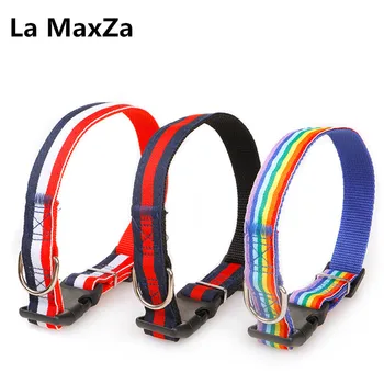 

Strong Nylon Pets Dog Collars Colorful Rainbow Style Fashion Cute Cat Puppy Chihuahua Use Collar Adjustable Pets Supplier