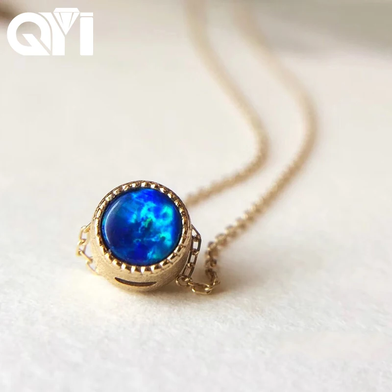 QYI 18K ожерелье желтое золото ювелирные изделия опал натуральный пузырь