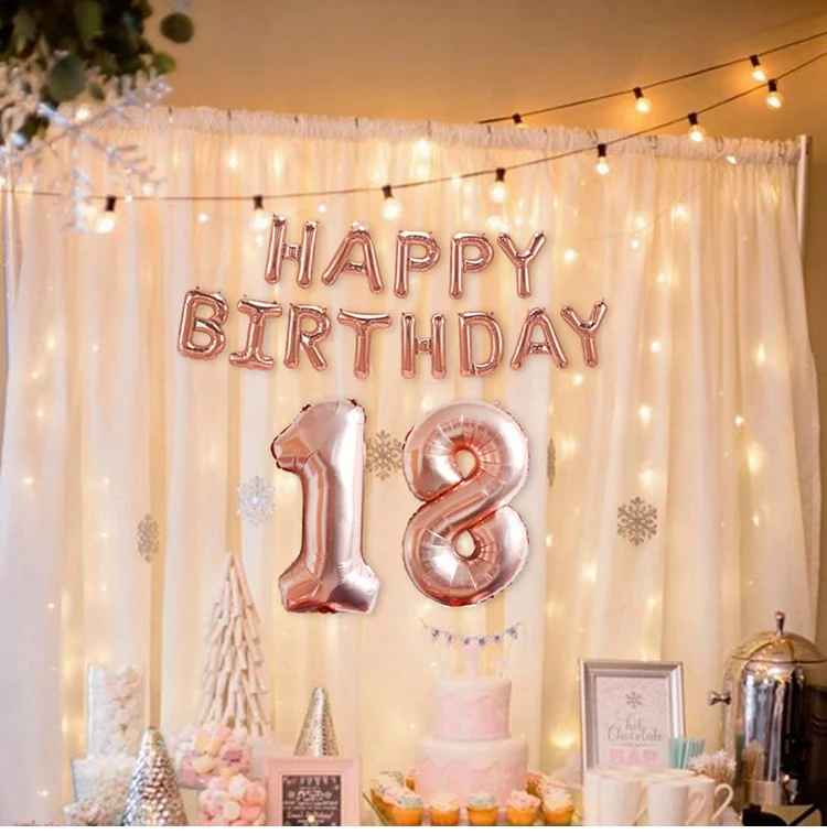 QIFU forever 18 воздушные шары на день рождения розовое золото 18 18 воздушные шары на день рождения Декор для взрослых 18 лет девушка на день рождения шар Декор