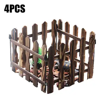 

4pcs Pet Fence Pet Playpen Carbonized Turtle Wooden Fence Rabbit Tortoise Fences For Indoor Outdoor Use Pets Isolating Gate