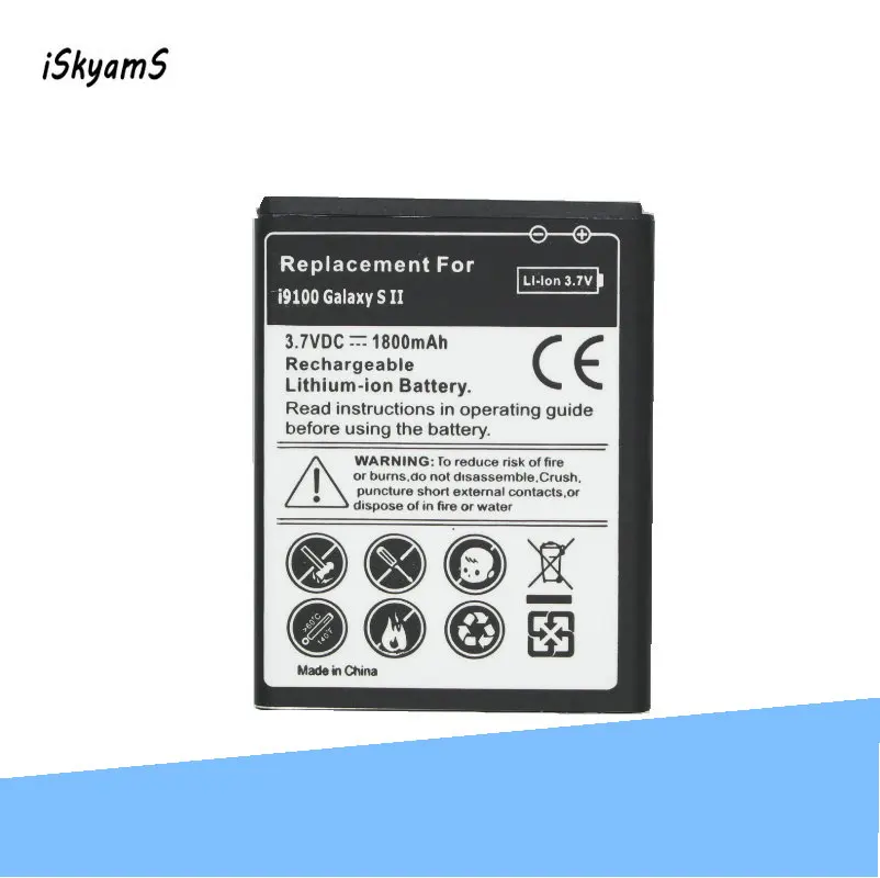 

iSkyamS 1x 1800mAh EB-F1A2GBU Replacement Battery For Samsung Galaxy S2 II I9100 9100 i9100g i9103 i9105 i9050 I9108 i9188
