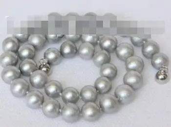 

17" 10-11mm gray round freshwater pearls necklace magnet clasp j10310