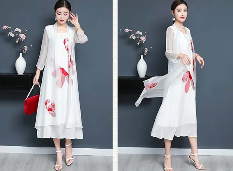 Ретро Длинные платья лето Белый Черный Vestido o-образным вырезом Элегантный халат Винтаж Femme восточное платье AA4667