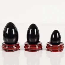 Непросверленный натуральный черный обсидиан иони яйцо тазового Кегеля Упражнение Нефритовое яйцо подтяжка вагинальных мышц хрустальный шарик массажный камень