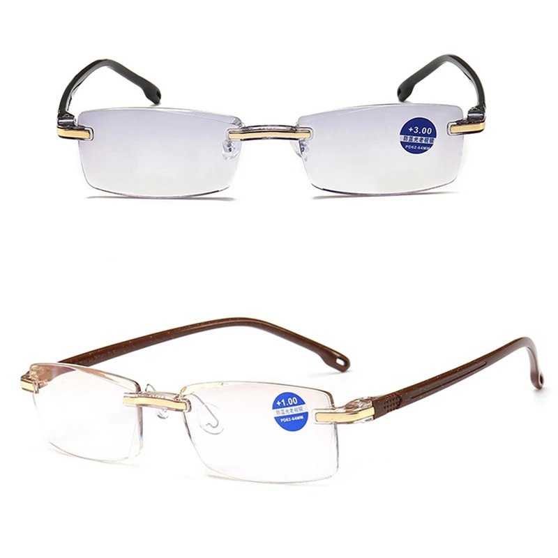 

Fashionable Ultralight Rimless Reading Glasses Women Men Clear Lens Anti-Blu-Ray Computer Glasses Presbyopia Reader Glasses