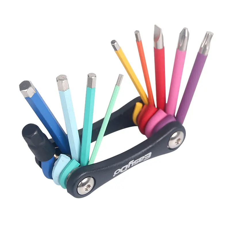 buy Easydo 10 in 1 Bicycle Tool Kit 3 inch Screwdriver Wrench Set Flat Cross T25 Hex Allen Keys 2 2.5 3 4 5 6 8mm Rainbow Color
