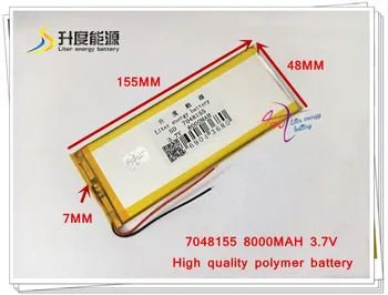 

3.7V 8000mAH SD 7048155 ( polymer lithium ion / Li-ion battery ) for tablet pc,Power bank,E-BOOK