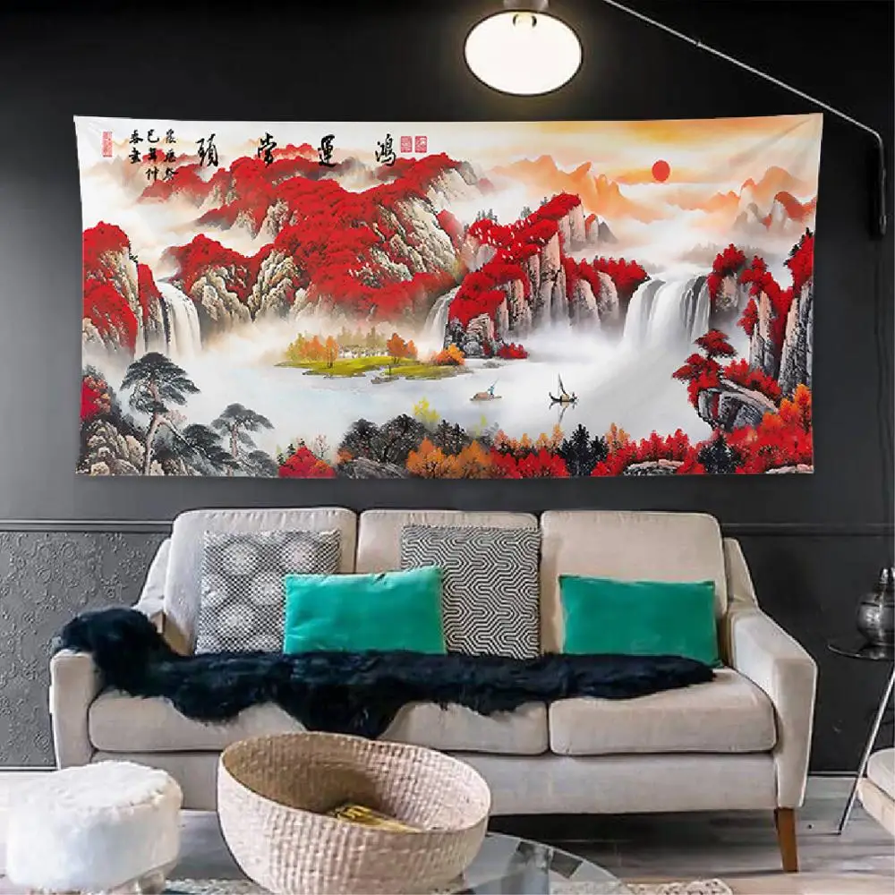 Retro Night Streetscape Printed Brushed Polyester Hanging Tapestry Quality Soft Livingroom Decor Wall Tapestry Bedroom Carpet