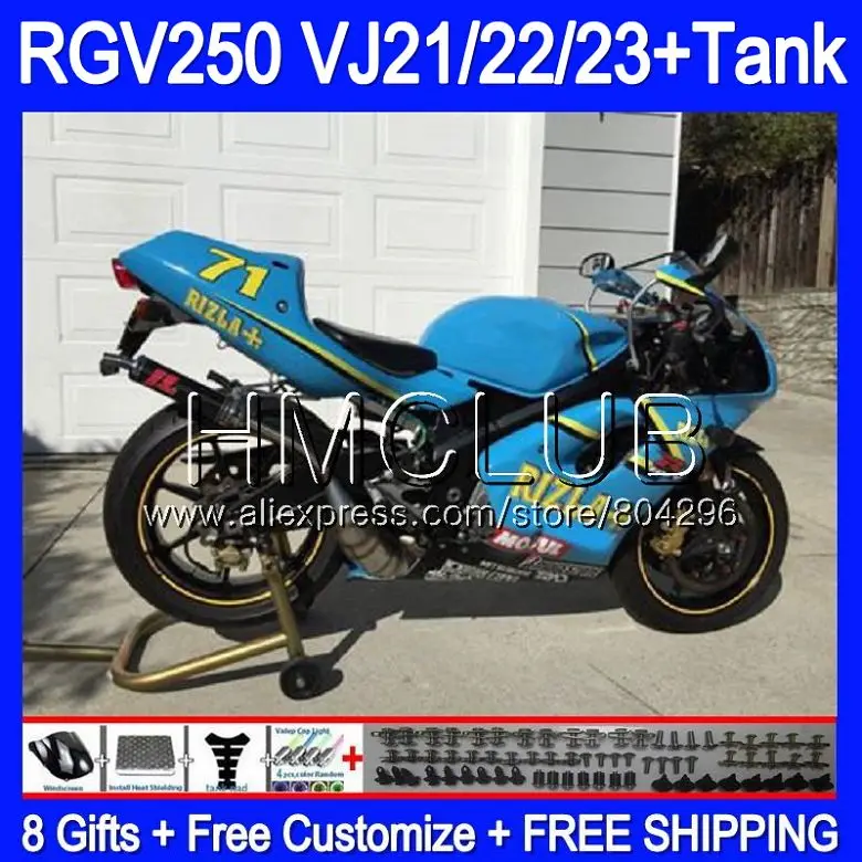 

+Tank For SUZUKI VJ22 RGV250 88 94 95 96 97 98 39HM.10 RIZLA blue RGV-250 VJ23 RGV 250 1988 1994 1995 1996 1997 1998 Fairing