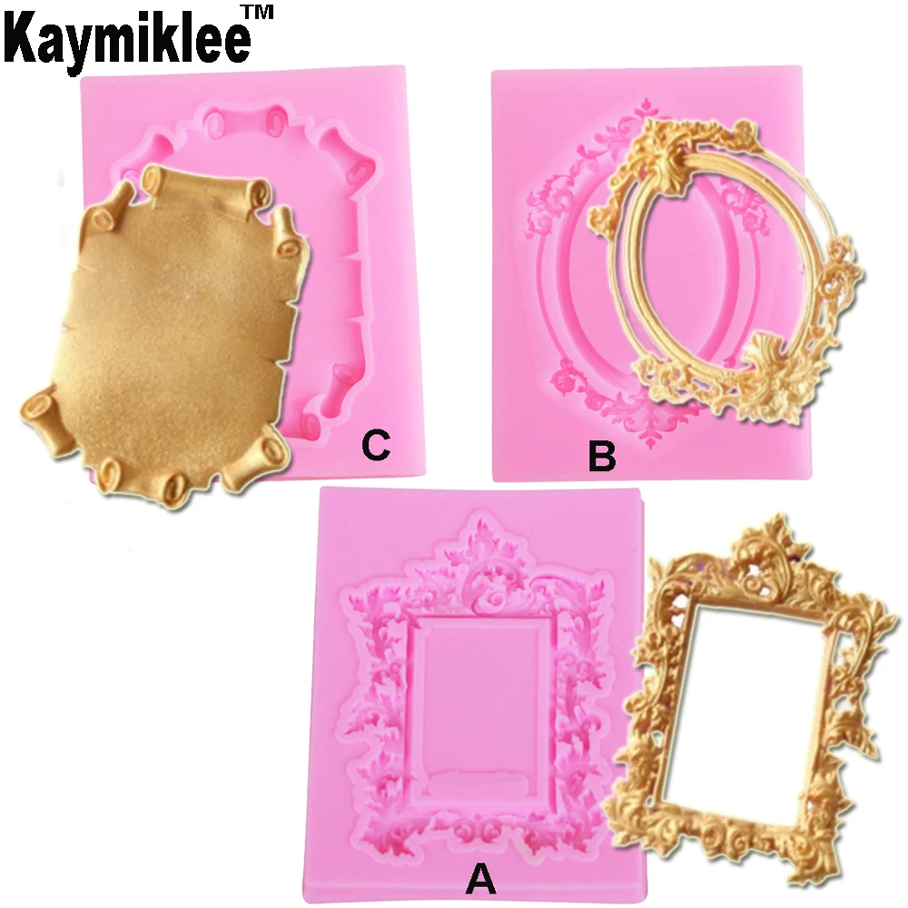 Kaymiklee C226 Frame Silicone Mold Mirror Fondant Chocolate Gumpaste Cake Decorating Tools 3pcs/set | Дом и сад