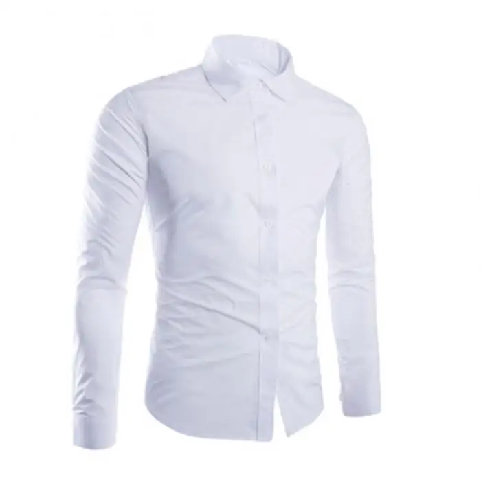 Spring Autumn Men Shirt Long Sleeve Solid Color Easy-care Anti Crease Man Casual Shirts M-3XL GDD99