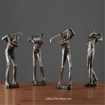 

15.75'' Statue Playing Golf Players Sculpture Figure Retro Home Decor Creative Resin Action Figure Collectible Model Toy P1232