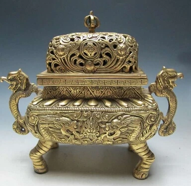 

Copper Brass CHINESE crafts Asian de bronce Puro Exquisito Antiguo Chino de estilo Antiguo Seis Auspicioso Estatua Quemador de