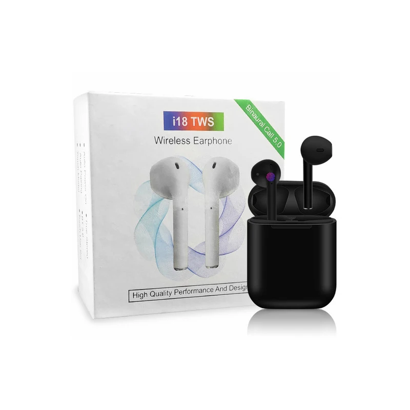 Youbina i18 pop-up TWS Earphpnes Touch mini Bluetooth 5,0 беспроводные наушники 1:1 для iPhone Android наушники - Цвет: Black