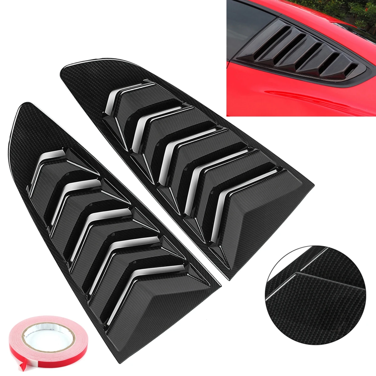 

for Ford for Mustang 2015 2016 2017 Pair Rear Carbon Fiber Exterior Side Air Window Intake Vents Fenders Trims Decoration Cover