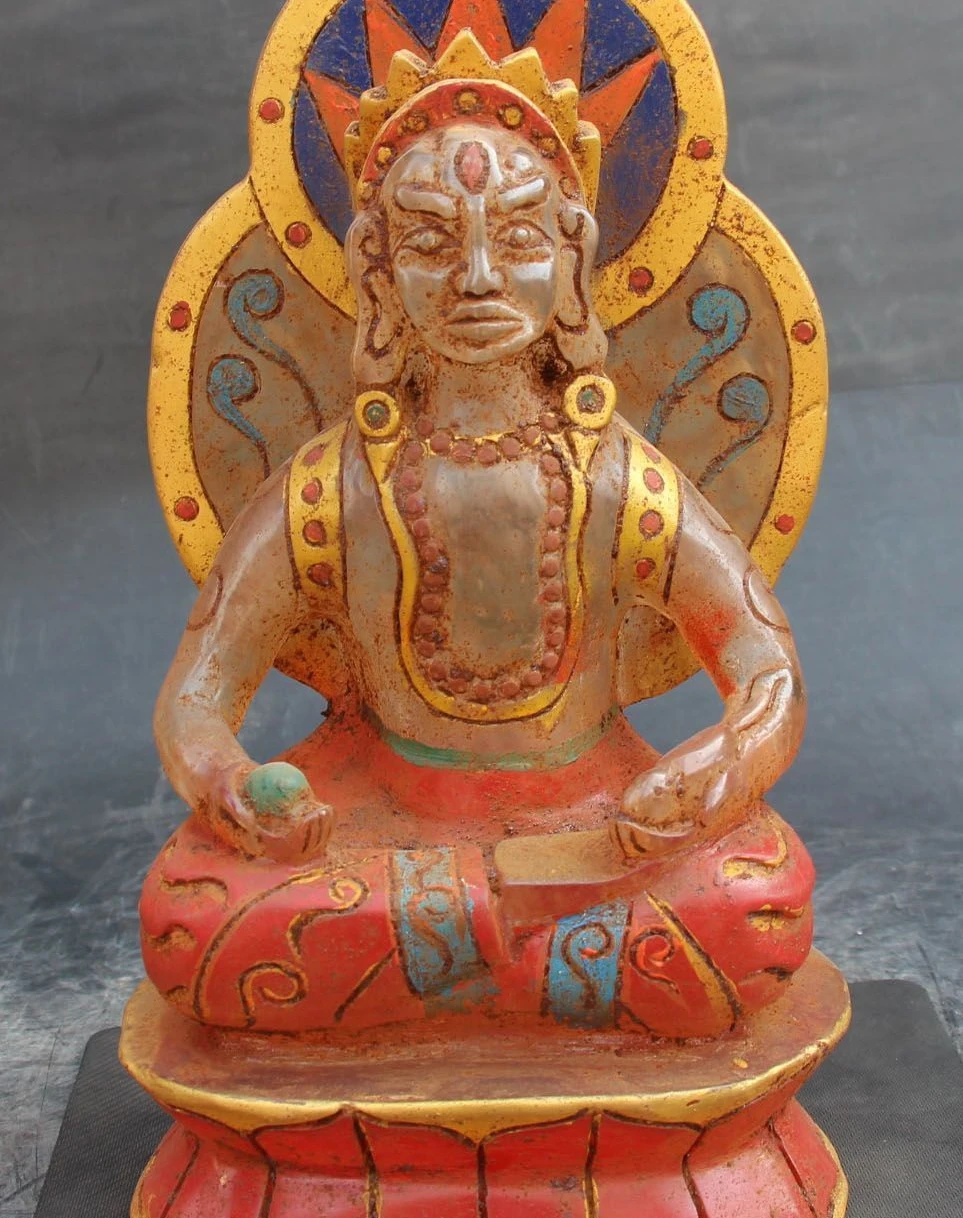 

Tibet Collected Mountain Crystal Painting Yellow Mouse Buddha Words Statue