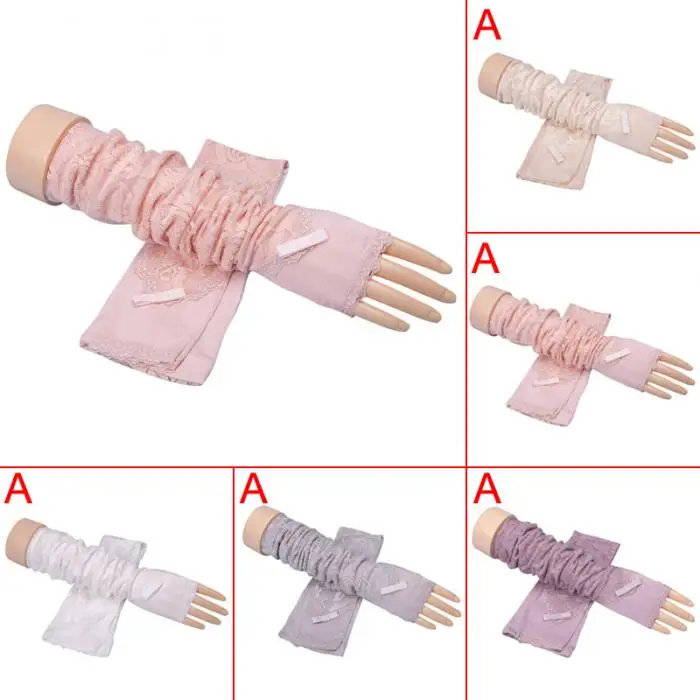 Newly 1 Pair Women Lace Arm Sleeves UV Protection Cooling Warmer Protective Gloves for Golf Cycling BFE88