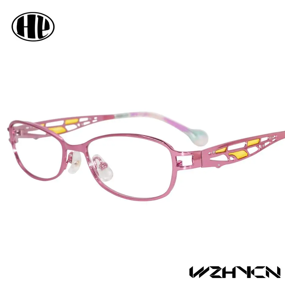 Ретро Роскошные Для женщин очки Рамка прозрачные линзы Óculos сплав леди очки цветочный оправы Винтаж женские очки - Цвет оправы: Розовый