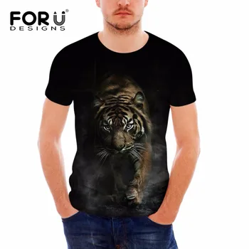 

FORUDESIGNS Fashion Men O Neck T Shirt 3D Tiger Print Designed Summer T-shirt Brand Short Sleeve Tops Tees Clothes for Male Man