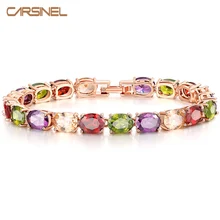 CARSINEL Модные Разноцветные овал, куб, цирконий CZ Браслеты розовое золото-цвет ювелирные изделия для женщин BR0127