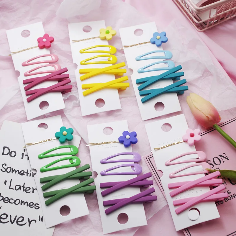

WPCZQVZA 5PCS/Set New Kawaii Flower Hair Pins Chic Candy Color Girls Clip Hair Fashion Party Children Hair Clip Hair Accessories
