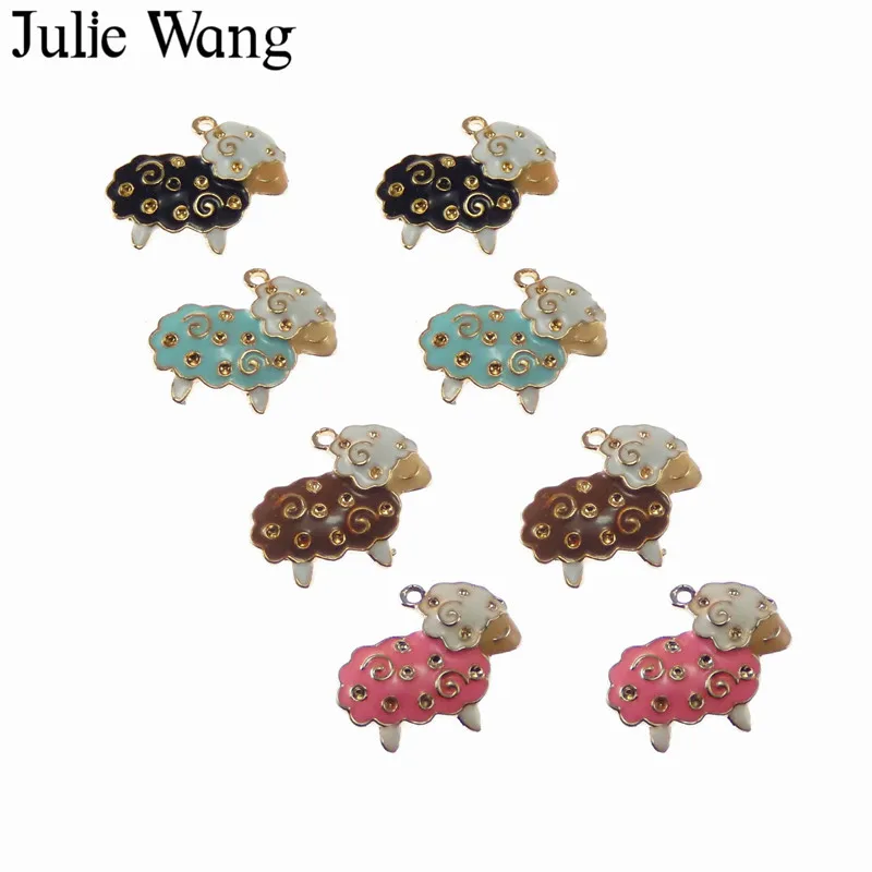

Julie Wang 5PCS Alloy 4 Colors Can Choose Enamel little sheep Charms For Necklace Pendant Earrings DIY Jewelry Making Accessory