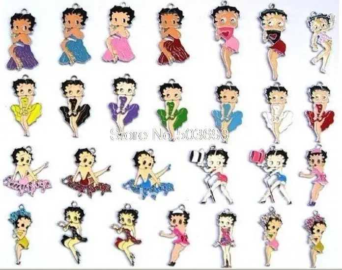 Wholesale 50pcs Mixed Betty Metal Zinc Alloy Enamel Charms Pendants For