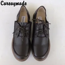 Careaymade-; Новинка; сезон весна; Хлопковая женская кожаная обувь со шнуровкой; Повседневная обувь из японской кожи на плоской подошве