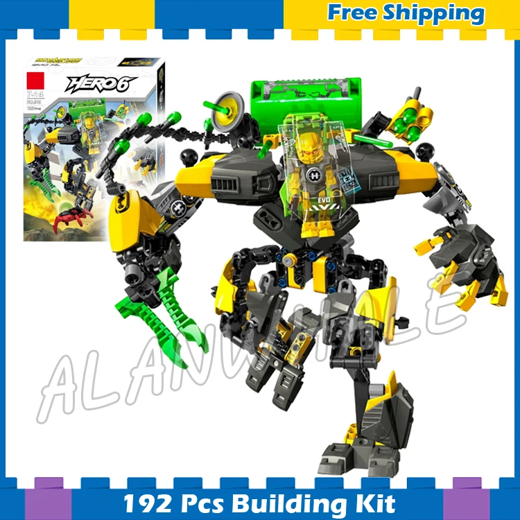 

192Pcs Hero Factory 6.0 EVO XL Machine Robots Mech Soldier Brain Model Sets Kits Blocks Boys Toys Bricks Compatible With Lego