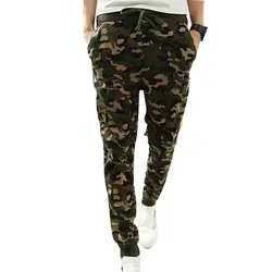 M-2XL 2016 Для мужчин с Jogger осенние узкие Дамские шаровары Для мужчин камуфляж Военная Униформа Брюки для девочек свободные удобные брюки-карго