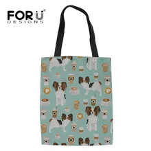 FORUDESIGNS/Милая Холщовая Сумка для покупок с принтом Papillon, женские сумки-тоут, многоразовые хлопковые продуктовые сумки высокой емкости, хозяйственная сумка