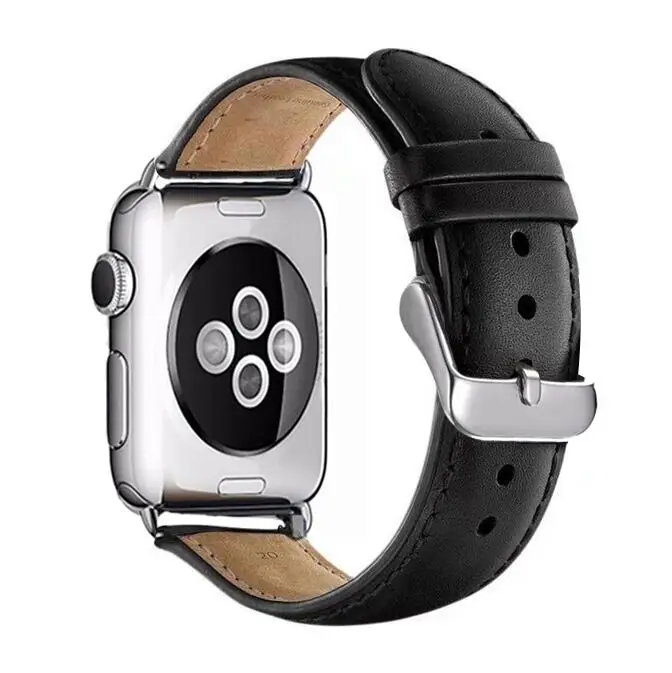 Новейшая цветная кожаная Петля для iWatch, ремешок серии 1, 2, 3 и 4, однодиапазонный ремешок для Apple watch, 40 мм, 44 мм, 42 мм, 38 мм, серия 5 - Цвет ремешка: Single-black