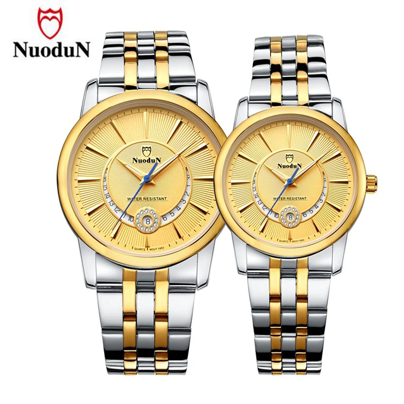 Luxury Couple Watch Men Women Lover's Wristwatch Stainless Steel Quartz Watch Lover Waterproof Gold Watches Male Genuine Brand