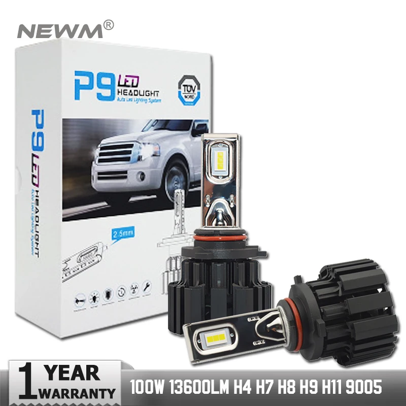 

2pcs 9005 HB3 100W 13600LM P9 LED Headlight CSP Chips White 6K Front Bulb Driving 12V